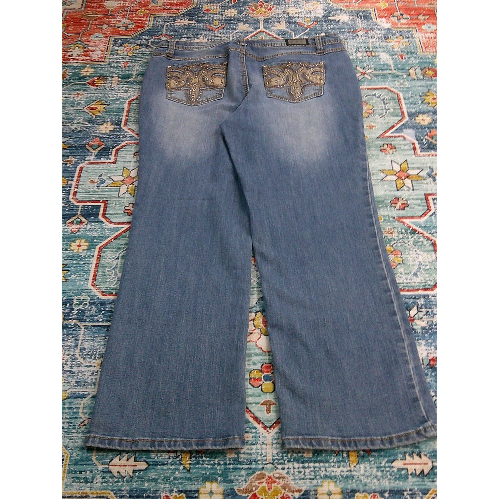 Earl Women’s Jeans with Embroidered & Rhinestone Embellished Pockets-Womens 12P